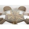 1.5m Reclaimed Teak Flute Root Circular Dining Table with 6 Scandi Armchairs  - 7