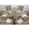1.5m Reclaimed Teak Root Circular Dining Table with 6 Donna Armchairs - 1