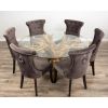 1.5m Reclaimed Teak Root Circular Dining Table with 6 Velveteen Ring Back Dining Chairs - 0