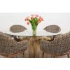 1.5m Reclaimed Teak Flute Root Circular Dining Table with 6 Scandi Armchairs  - 5