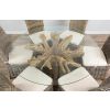 1.5m Reclaimed Teak Flute Root Circular Dining Table with 6 Latifa Chairs - 3
