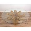 1.5m Reclaimed Teak Flute Root Circular Dining Table with 6 Donna Armchairs - 5