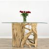 1.5m Java Root Dining Table with 6 Velveteen Ring Back Dining Chairs - 7