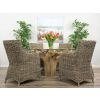 1.5m Reclaimed Teak Flute Root Circular Dining Table with 6 Donna Armchairs - 2