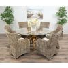 1.5m Reclaimed Teak Root Circular Dining Table with 6 Donna Armchairs - 2