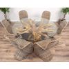 1.5m Reclaimed Teak Root Circular Dining Table with 6 Stackable Zorro Chairs  - 6