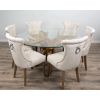 1.5m Reclaimed Teak Root Circular Dining Table with 6 Natural Windsor Ring Back Dining Chairs - 1