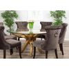 1.5m Reclaimed Teak Root Circular Dining Table with 6 Velveteen Ring Back Dining Chairs - 2