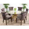 1.5m Reclaimed Teak Root Circular Dining Table with 6 Velveteen Ring Back Dining Chairs - 3