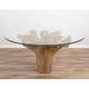 1.5m Reclaimed Teak Flute Root Circular Dining Table with 6 Scandi Armchairs  - 9