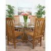 1.5m Reclaimed Teak Flute Root Circular Dining Table with 6 Santos Chairs - 4