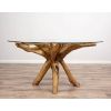 1.5m Reclaimed Teak Root Circular Dining Table with 6 Donna Armchairs - 8
