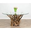 1.5m Reclaimed Teak Root Piece Circular Dining Table with 6 Windsor Ring Back Chairs - 1