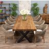 3m Reclaimed Teak Urban Fusion Cross Dining Table with 8 Scandi Armchairs - 2