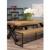 3m Reclaimed Teak Urban Fusion Cross Dining Table with 2 Backless Benches - 0