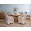 1m Reclaimed Teak Circular Pedestal Dining Table with 4 Donna Armchairs  - 0