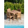 1m Teak Square Fixed Table with 4 Marley Chairs - 1