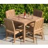1m Teak Square Fixed Table with 4 Marley Chairs - 3