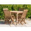 1m Teak Square Fixed Table with 4 Kiffa Folding Armchairs - 3