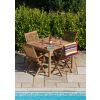 1m Teak Square Fixed Table with 4 Kiffa Folding Armchairs - 2