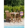 1m Teak Square Fixed Table with 4 Kiffa Folding Armchairs - 4