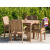 1m Teak Square Fixed Table with 4 Marley Chairs - 6