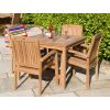 1m Teak Square Fixed Table with 4 Marley Chairs - 7