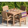 1m Teak Square Fixed Table with 4 Marley Chairs - 8