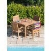 1m Teak Square Fixed Table with 4 Marley Chairs - 5