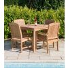 1m Teak Square Fixed Table with 4 Marley Chairs - 11