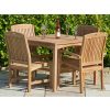 1m Teak Square Fixed Table with 4 Marley Chairs - 12