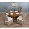 1m Reclaimed Teak Circular Pedestal Dining Table with 4 Latifa Dining Chairs - 1