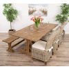 2m Reclaimed Teak Dinklik Dining Table with 1 Backless Bench & 3 Latifa Chairs    - 1