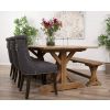 2m Reclaimed Teak Dinklik Dining Table with 1 Backless Bench & 3 Windsor Ring Back Chairs    - 1