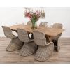 2m Reclaimed Teak Dinklik Dining Table with 6 Stackable Zorro Chairs    - 0