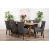 2m Reclaimed Teak Dinklik Dining Table with 8 Dove Grey Windsor Ring Back Chairs    - 1