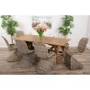 2m Reclaimed Teak Dinklik Dining Table with 8 Stackable Zorro Chairs    - 1