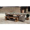 2m Reclaimed Teak Outdoor Open Slatted Cross Leg Table with 2 Backless Benches & 2 Donna Armchairs - 2
