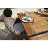 2m Reclaimed Teak Outdoor Open Slatted Cross Leg Table with 2 Backless Benches & 2 Scandi Armchairs - 4