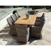 2m Reclaimed Teak Outdoor Open Slatted Cross Leg Table with 8 Donna Armchairs - 1