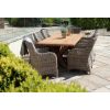 2m Reclaimed Teak Outdoor Open Slatted Cross Leg Table with 8 Donna Armchairs - 2