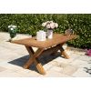 2m Reclaimed Teak Outdoor Open Slatted Cross Leg Table with 2 Backless Benches & 2 Scandi Armchairs - 7