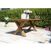 2m Reclaimed Teak Outdoor Open Slatted Cross Leg Table with 8 Donna Armchairs - 7