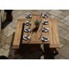 2m Reclaimed Teak Outdoor Open Slatted Cross Leg Table with 2 Backless Benches - 5
