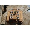 2m Reclaimed Teak Outdoor Open Slatted Cross Leg Table with 2 Backless Benches - 4