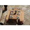 2m Reclaimed Teak Outdoor Open Slatted Cross Leg Table with 2 Backless Benches - 3