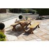 2m Reclaimed Teak Outdoor Open Slatted Cross Leg Table with 2 Backless Benches - 1