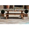 2m Reclaimed Teak Outdoor Open Slatted Cross Leg Table with 2 Backless Benches - 2