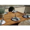 2m Reclaimed Teak Outdoor Open Slatted Cross Leg Table with 2 Backless Benches - 6