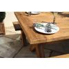 2m Reclaimed Teak Outdoor Open Slatted Cross Leg Table with 2 Backless Benches - 7